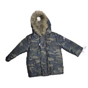 Rothschild Baby Boys Size 12M Green Camo Jacket‎ w/ Faux Fur Hood